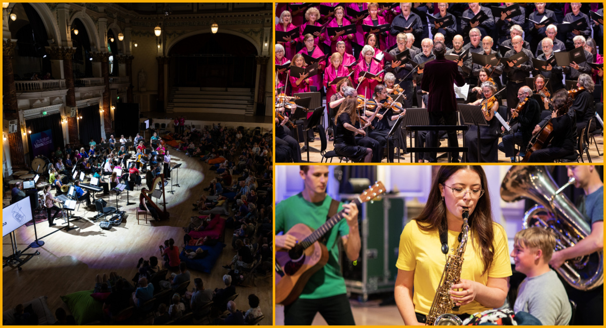 Collage of music performances at Cheltenham Music Festival.